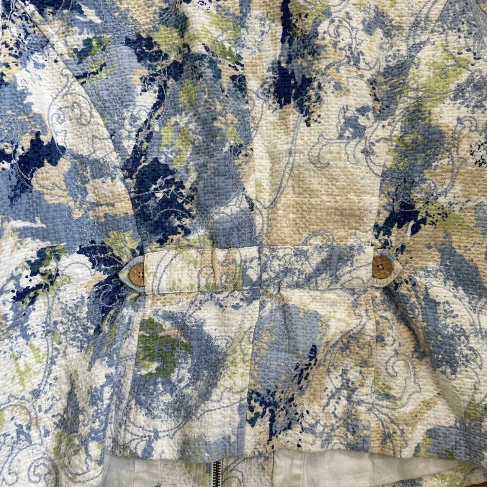 Coldwater Creek Blue White Painterly Floral Front Zip Jacket Size 14P MSRP $119 - Picture 10 of 10
